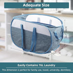 2 Pcs Collapsible Laundry Baskets, Tear Proof Pop Up Laundry Hamper with Dual Handles, Durable Foldable Laundry Basket, Easy to Carry Laundry Hamper for Home, Laundry Room, Bedroom, Dorm, Travel Blue - Image 5