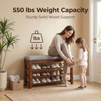 SolidWood Entryway Shoe Rack Storage Bench, Flip-Top Soft-Close Lid, 39.4'' - Image 5