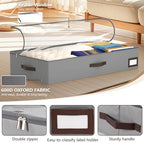 OIAHOMY 2 Pack Under Bed Storage with Handles, Underbed Container for Bedroom & Closet, Fits Beds Higher than 6", Under the Bed Storage for Seasonal Clothes, Blankets & Shoes - Grey - Image 4
