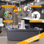 2-Pack Large Gray Cleaning Caddy for Cleaning Supplies with Handle - Portable Plastic Tote Organizer for Shower, Bathroom, Kitchen, Under Sink Storage - Image 5