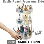 Asayuee 360 Rotating Makeup Organizer,3 Tier Large Capacity Make Up Organizers and Storage,Skincare Perfume Vanity Organizers,Bathroom Cosmetics Storage Organizer Countertop (Clear-3 Tier) - Image 3