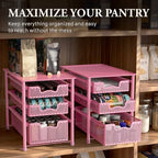 Simple Houseware Stackable 3 Tier Sliding Basket Organizer Drawer, Pink - Image 7