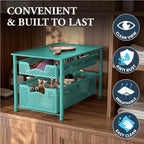 Simple Houseware Stackable 2 Tier Sliding Basket Drawer, Turquoise - Image 5