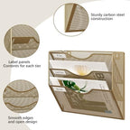 EasyPAG 3 Pocket Mesh Wall File Organizer, Hanging Paper Folder Holder with Classify Label, Vertical Wall Mount Mail Organizer for Office Home Classroom, Gold - Image 3