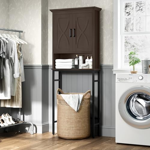 Over The Toilet Storage Cabinet, Over The Toilet Cabinet, Over The Toilet Bathroom Cabinet Above The Toilet with Inner Adjustable Shelf and Open Storage Bathroom Storage Organizer, Espresso - Image 5