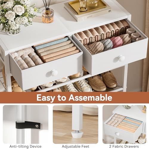 5 Tier Shoe Rack with 2 Drawers, 16-20 Pairs Greige - Image 5