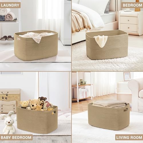 86L Large Woven Laundry Basket Hamper with Handles, Jute - Image 5