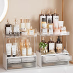 Delamu 4-Tier Makeup Organizer, Bathroom Counter, 2 Drawers,Clear 2Pack by DELAMU
