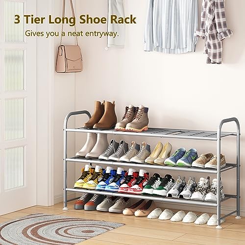 LINZINAR 3 Tier Long Shoe Rack for Closet Metal Shoe Organizer for Entryway - Image 4