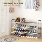 LINZINAR 3 Tier Long Shoe Rack for Closet Metal Shoe Organizer for Entryway - Image 4