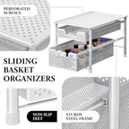 Simple Houseware Stackable 2 Tier Sliding Basket Organizer Drawer, White - Image 4