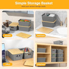 6 Pack Plastic Storage Baskets,Gray bamboo lid storage Box - Image 4