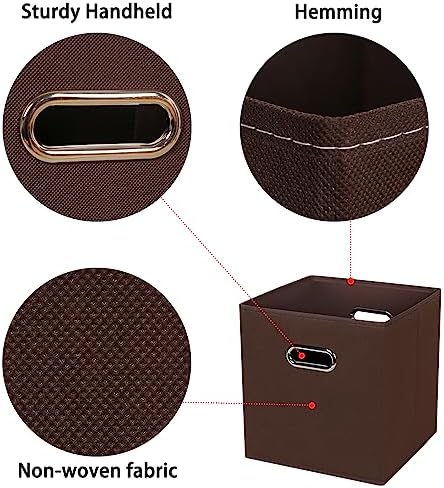 Black Foldable Storage Cubes Bins , Fabric Storage Box Cubes Organizer Baskets with Dual Handles for Home Organizer (Coffee) - Image 7