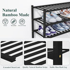 Smiry Bamboo Shoe Rack, 14 Vertical Slats, 5 Tier - 26.8" Wide, Black - Image 3