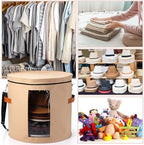 Suzile 4 Pcs Hat Boxes Oversized Round Cowboy Hat Storage Box for Women Men 19" x 17" Cowboy Large Felt Organizer Bag Baseball Cap Container with Dustproof Lid for Clothes Case Travel Gift(Camel) - Image 5
