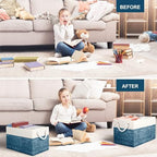Fab totes Storage Bins 6-Pack, Foldable Storage Baskets for Organizing Toys, Books, Shelves, Closet, Large Storage Box with Rope Handles, Sturdy Organizer Bins, White & Blue - Image 6