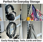 Garage Storage Utility Hooks (4-Pack) – Keyhole Shelving Hook Fits Standard Boltless Uprights – Strong Organization for Workshop & Shelves (Black) - Image 3
