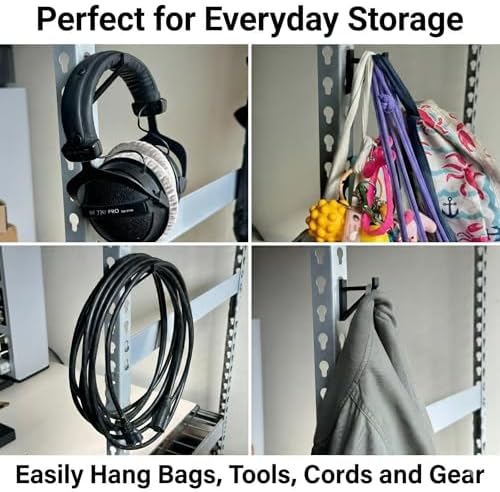 Garage Storage Utility Hooks (4-Pack) – Keyhole Shelving Hook Fits Standard Boltless Uprights – Strong Organization for Workshop & Shelves (Yellow) - Image 3