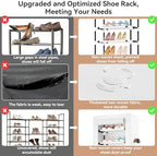 ROJASOP Shoe Rack with Covers 10 Tier Large Shoe Organizer Tall Shoe Closet Storage for 20-22 Pairs Shoe and Boot, Free Standing Shoe Rack Organizer for Closet, Entryway, Bedroom, White - Image 7