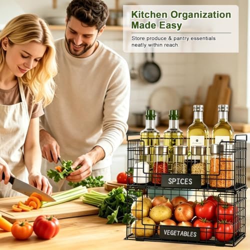 JKsmart 3 Pack XXL Stackable Wire Baskets, Pantry Organizers and Storage - Image 2