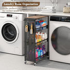Utility Slim Storage Cart 4 Tier Rolling Laundry Room Organization Cart： - Image 5