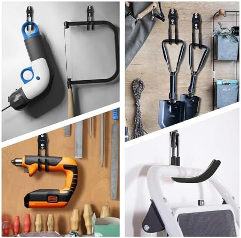 GeeWatom Garage Storage Utility Hooks，Garage Garden Tool Organizer，Steel Wall Mount Hooks, Large Garden U Hooks （2 Pack） (Type-2-Black) - Image 4