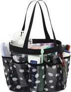 Fammart Mesh Shower Caddy Portable for College Dorm Room Essentials, Odorless Polyester Large Shower Tote Bag with Dual Handles, 8-Pocket Quick-Dry Toiletry Organizer for Travel, Beach, Camping, Gym by Fammart