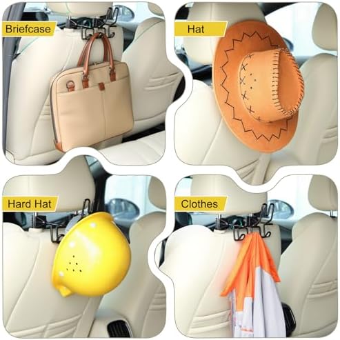 Hard Hat Holder for Truck Car Helmet Organizer, Triple Hooks, Black, 2 Pcs - Image 2