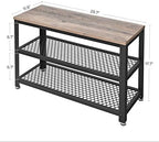 VASAGLE 3-Tier Shoe Rack, Storage Bench with Metal Mesh Shelves and Seat - Image 3