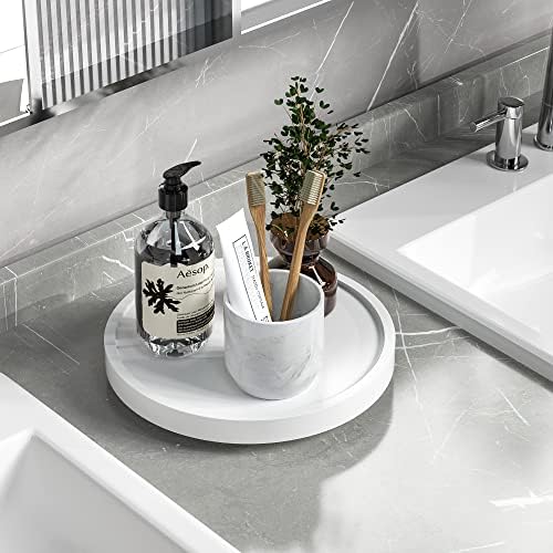 Turntable Vanity Tray, 9 Inch Bamboo Kitchen Sink Countertop Organizer by VeyFey