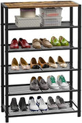 Yusong Shoe Rack Organizer, 6 Tier Industrial Shoe Storage Shelf, Narrow Sturdy Metal Shoe Shelves for Closet Entryway, Rustic Brown by Yusong