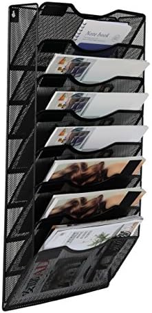 EasyPAG 8 Pocket Mesh Wall File Organizer, Hanging Paper Folder Holder with Classify Label, Vertical Wall Mount Mail Organizer for Office Home Classroom, Black by EasyPAG