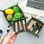 3 packs PU Leather Tray in 3 Sizes Jewelry Tray Glossy Leather Desk Organizer Leather Catchall Tray for Jewelry/Key/Coin/Sun Glasses/Watch/USB Cables etc. (Avocado green) - Image 5