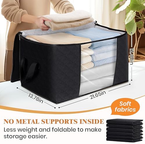 Fab totes 4 Pack Storage Bags for Clothes Blanket Storage Bins with Lids | Foldable Closet Organizers with Zippers,Window and Handles,Fabric Storage Bins for Sweater,Comforter,Bedding,Dorm essentials - Image 2