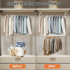 Hanging Closet Rod Adjustable Width Height Closet Rod For Hanging Clothes White 1 Pack Closet Extender Hanging Rod Clothes Space-Saving Hanging Bar Organizer - Image 5