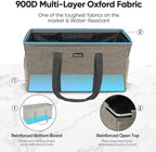 BALEINE Extra Large Utility Tote Bag with Reinforced Wire Frame, Reusable Grocery Bag for Shopping, Picnic (Beige, 22''x12''x10'') - Image 3