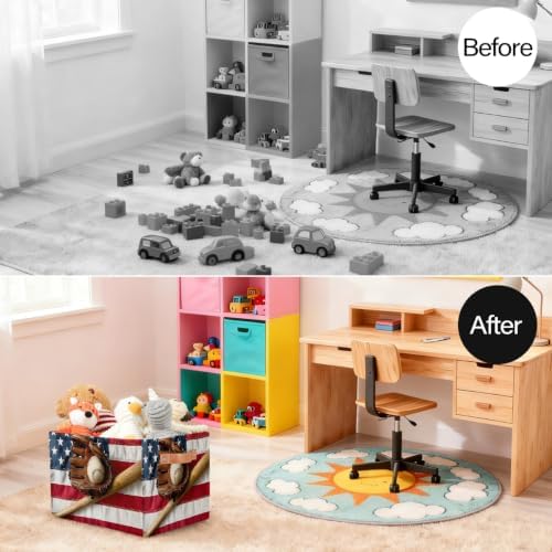 Baseball Storage Basket Toy Storage Bins Collapsible Cube Organizer - Image 4