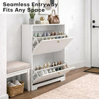 Nicetree Shoe Cabinet with 2 Flip Drawers, Modern Entryway Organizer, White - Image 4