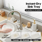 Diatomaceous Earth Sink Organizer Tray Set, 3-Pack Fast Drying Water Absorbing Stone Soap Holder Caddy for Kitchen & Bathroom Counter, Faucet Splash Guard, Beige (1pc of 8"x3.8" + 2pcs of 3.8"x3.8") - Image 2