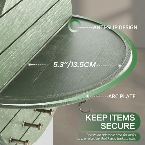 Rebee Vision Round Key Holder Wall Mount with 11 Hooks for Hallway, Green - Image 3