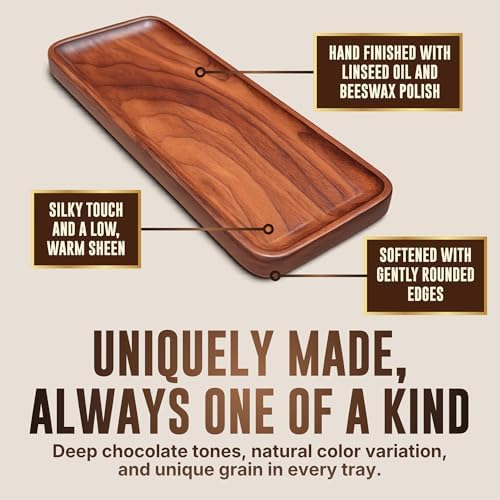 Solid Walnut Tray 11.75 x 4.75, Handmade Wooden Catchall Tray, Rectangle - Image 3