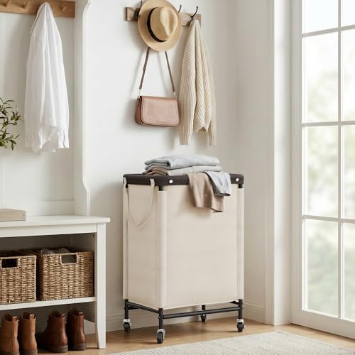StorageWorks Laundry Hamper with Wheels and Removable Liner Bag, Beige, 90L - Image 6