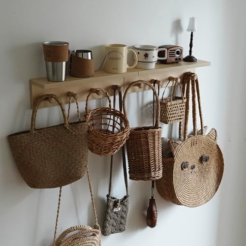 Entrance Coat Rack ，Coat Hooks, Wall-Mounted Wooden Hook Rack, Wall-Mounted Shelves are Very Suitable (Birch Color Finish—A-2) - Image 6