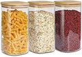 ComSaf Glass Storage Containers with Lids 1.6 Qt, Set of 3 Food Storage Jar by ComSaf