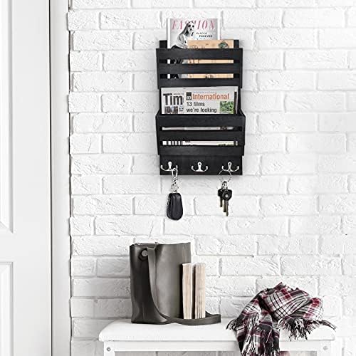 Unistyle Rustic Mail Organizer Wall Mount with 4 Key Hooks,Mail Holder Wall Mounted，Hanging Mail Organizer,Letter Holder for Wall,Key Hanger for Letter, Magazines, Keys, Dog Leashes - Image 4