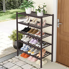 Smiry Bamboo Shoe Rack, 14 Vertical Slats, 5 Tier - 26.8" Wide, Brown - Image 6