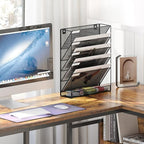 EasyPAG 5 Tier Wall File Holder, Mesh Hanging Folder Organizer with Classify Label, Versatile Desk File Holder, Vertical Wall Mounted Mail Organizer for Office Home Cubicle, Black - Image 3