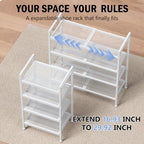 Expandable Shoe Rack for Closet, Entryway, Shoe Storage, 3-Tier, White - Image 4