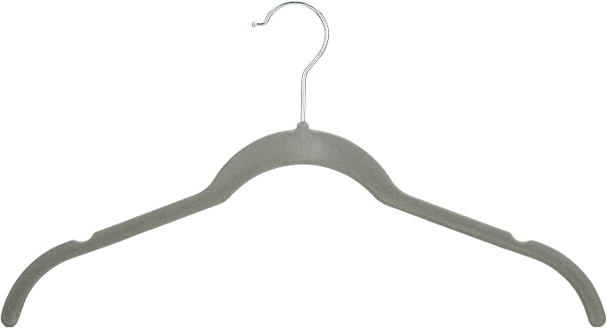 Amazon Basics Space Saving Slim Velvet Non-Slip Clothes Hangers for Closet Organization, Gray/Silver, 30-Pack by AmazonBasics