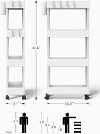 Pipishell 4 Tier Slim Storage Cart with Wheels, Laundry Cart, White - Image 8